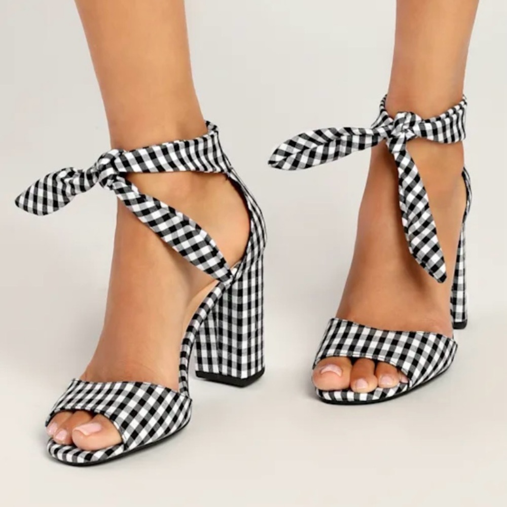 Lulu's Black and White Checkered Heels